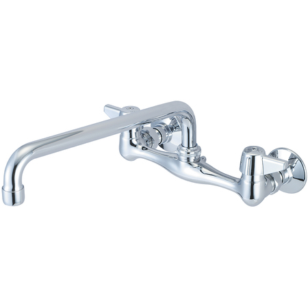 CENTRAL BRASS Two Handle Wallmount Kitchen Faucet, NPT, Wallmount, Polished Chrome, Weight: 3.9 0047-TA3